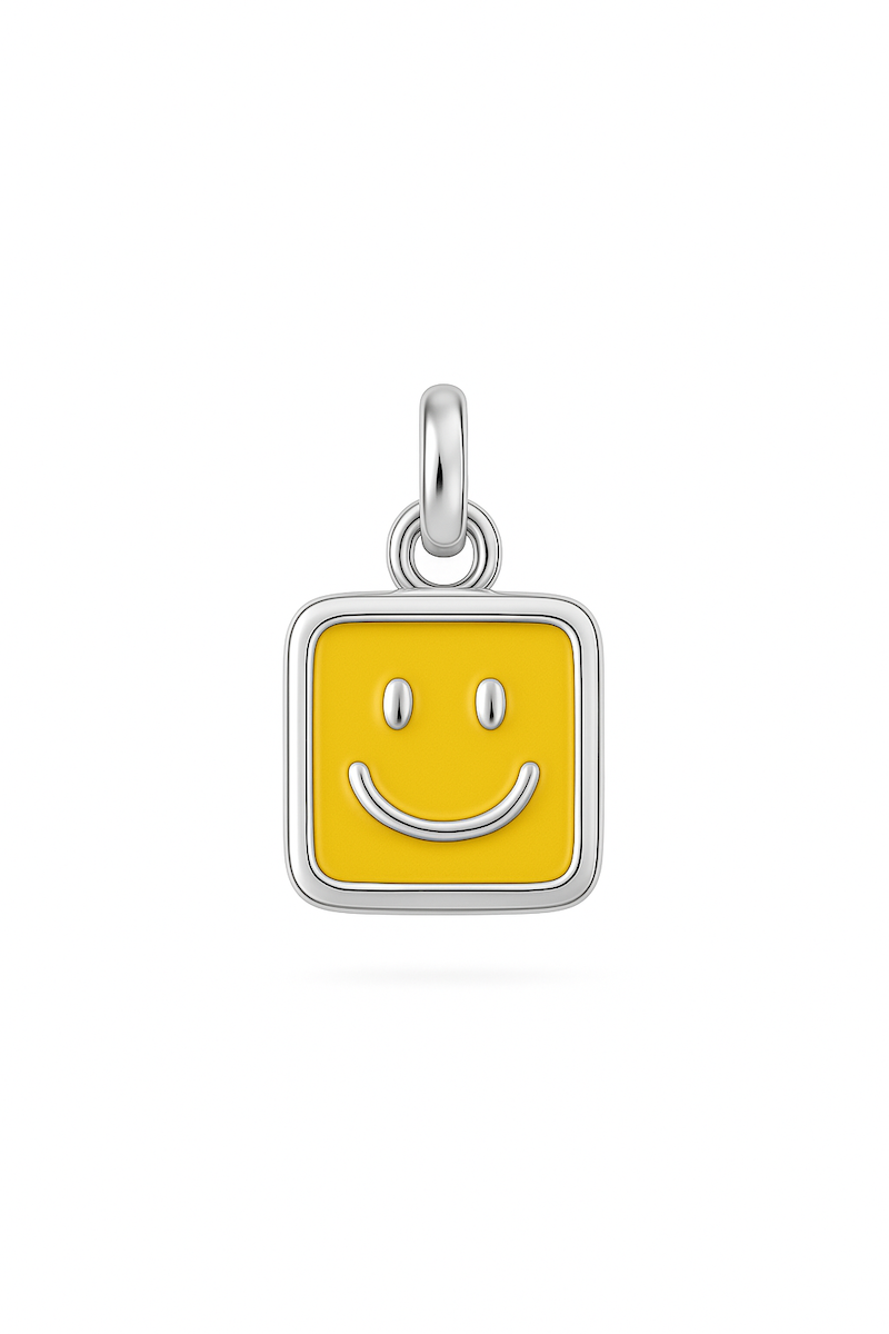 Eckiger Smiley-Charm Detailansicht