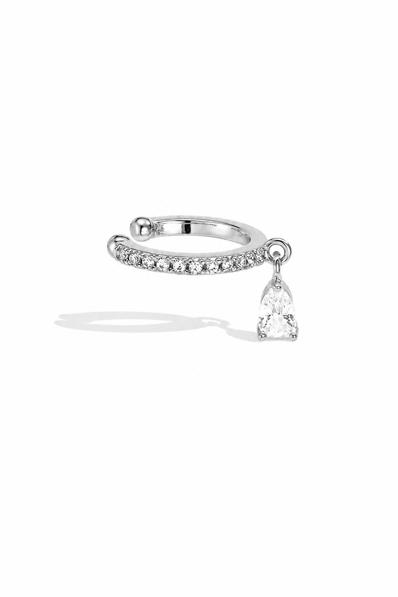 Tropfenförmiger Zirkonia Earcuff Detailansicht