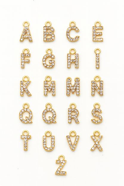 Buchstabe Charm gold/glitzern
