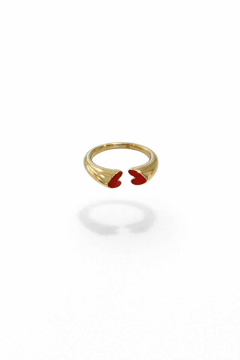 Two Red Hearts Ring