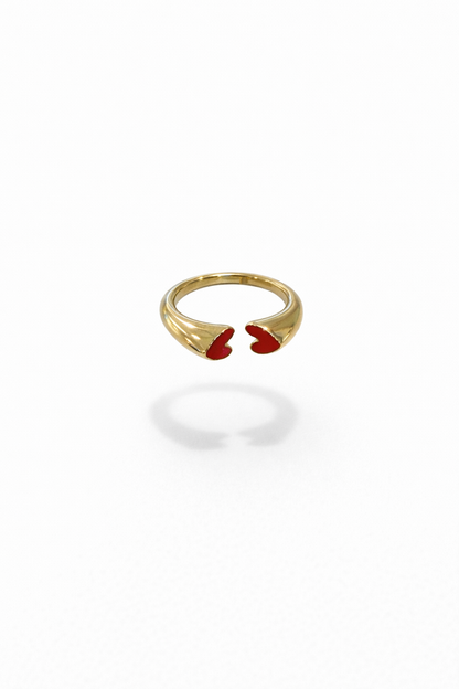 Two Red Hearts Ring
