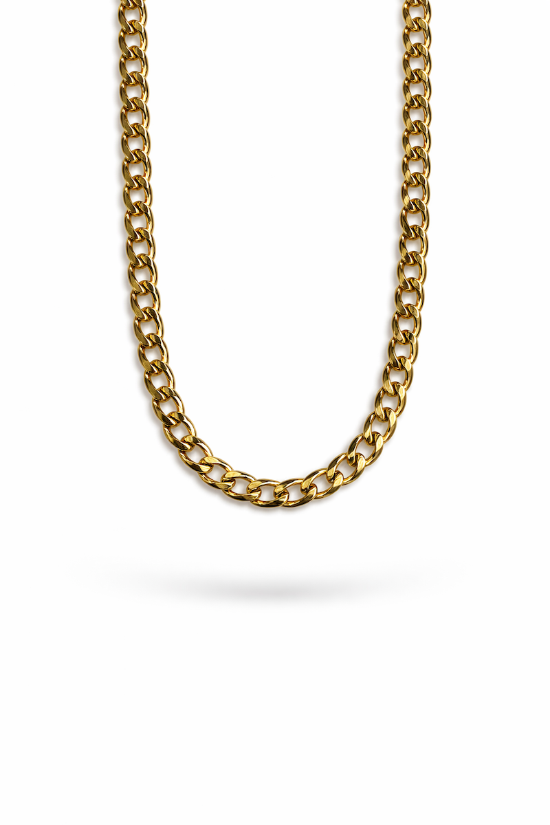 Goldene Fußkette mit abgeflachten Gliedern