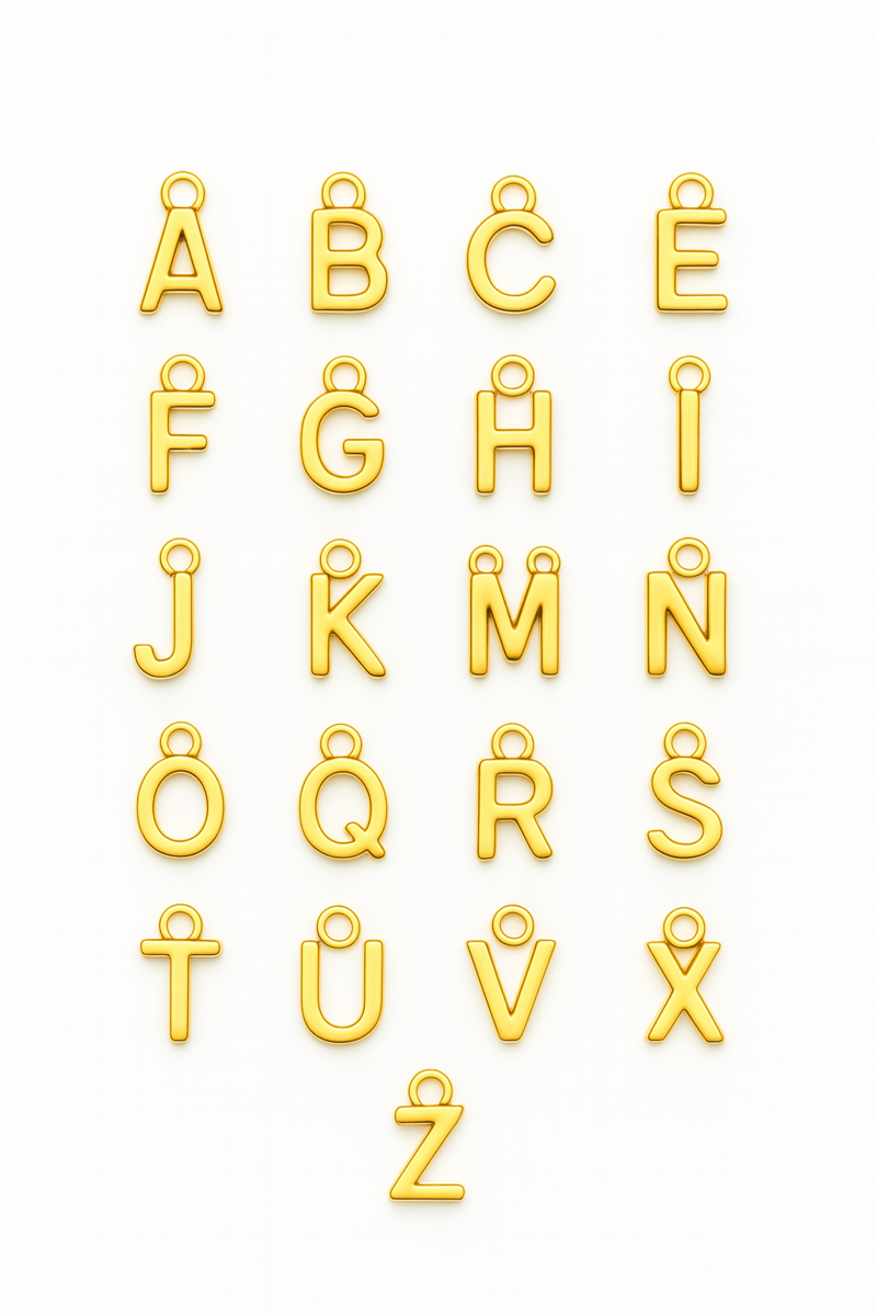 Buchstabe Charm gold/glitzern