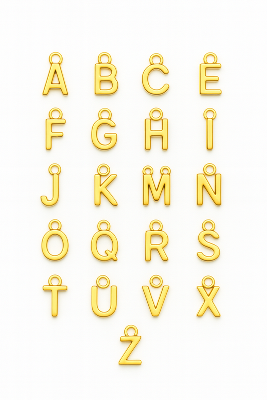 Buchstabe Charm gold/glitzern