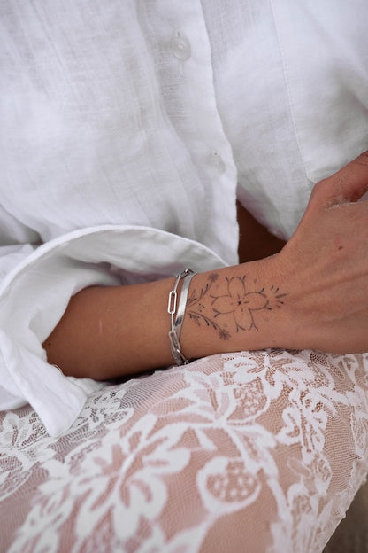 silbernes armband mit massiven flachen look kombiniert mit einem silber Armband mit größeren gliedern