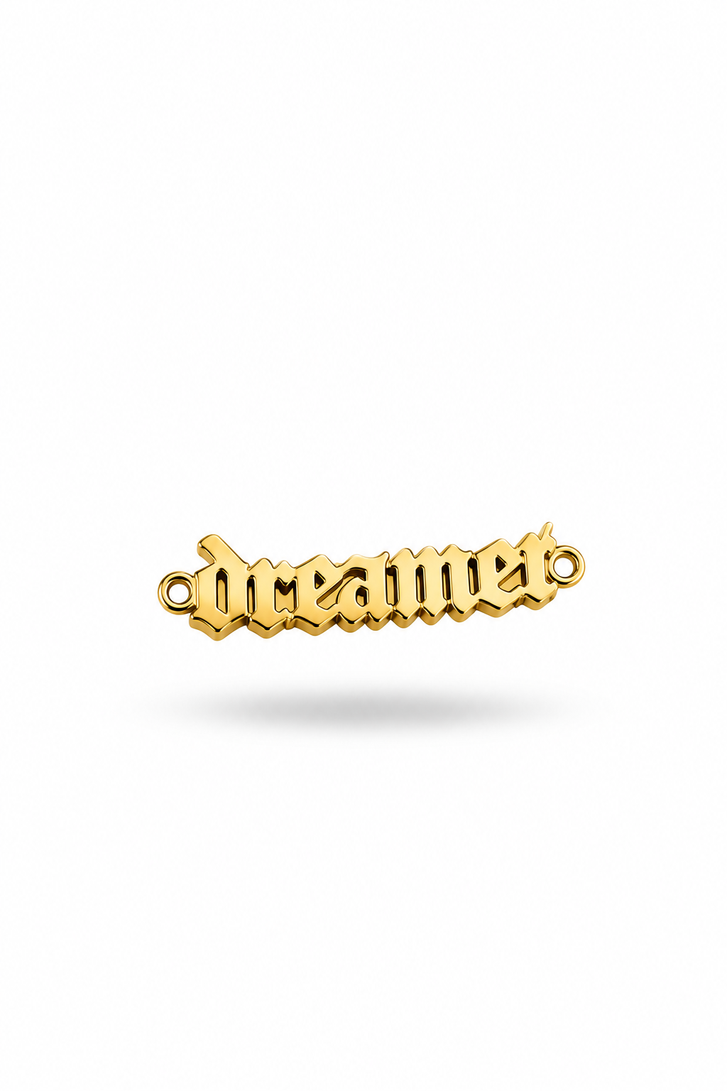 goldener Anhänger mit dreamer Schriftzug in Graffiti style