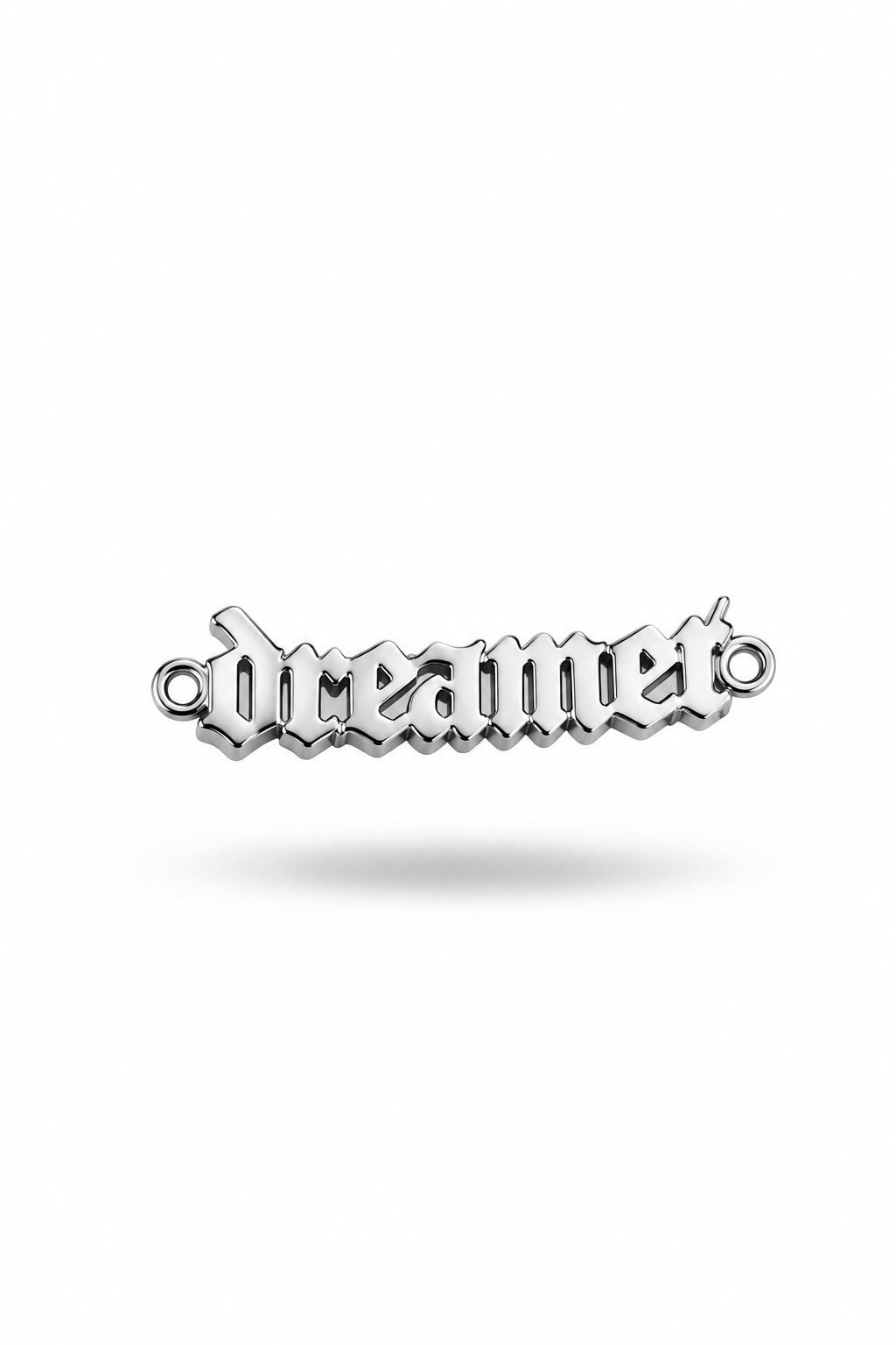 silber Anhänger mit dreamer Schriftzug in grafiti Schriftart