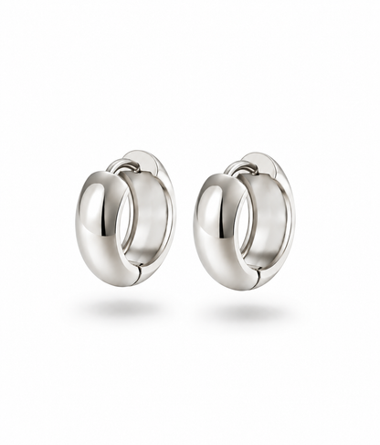 runde dicke statement hoop in silber
