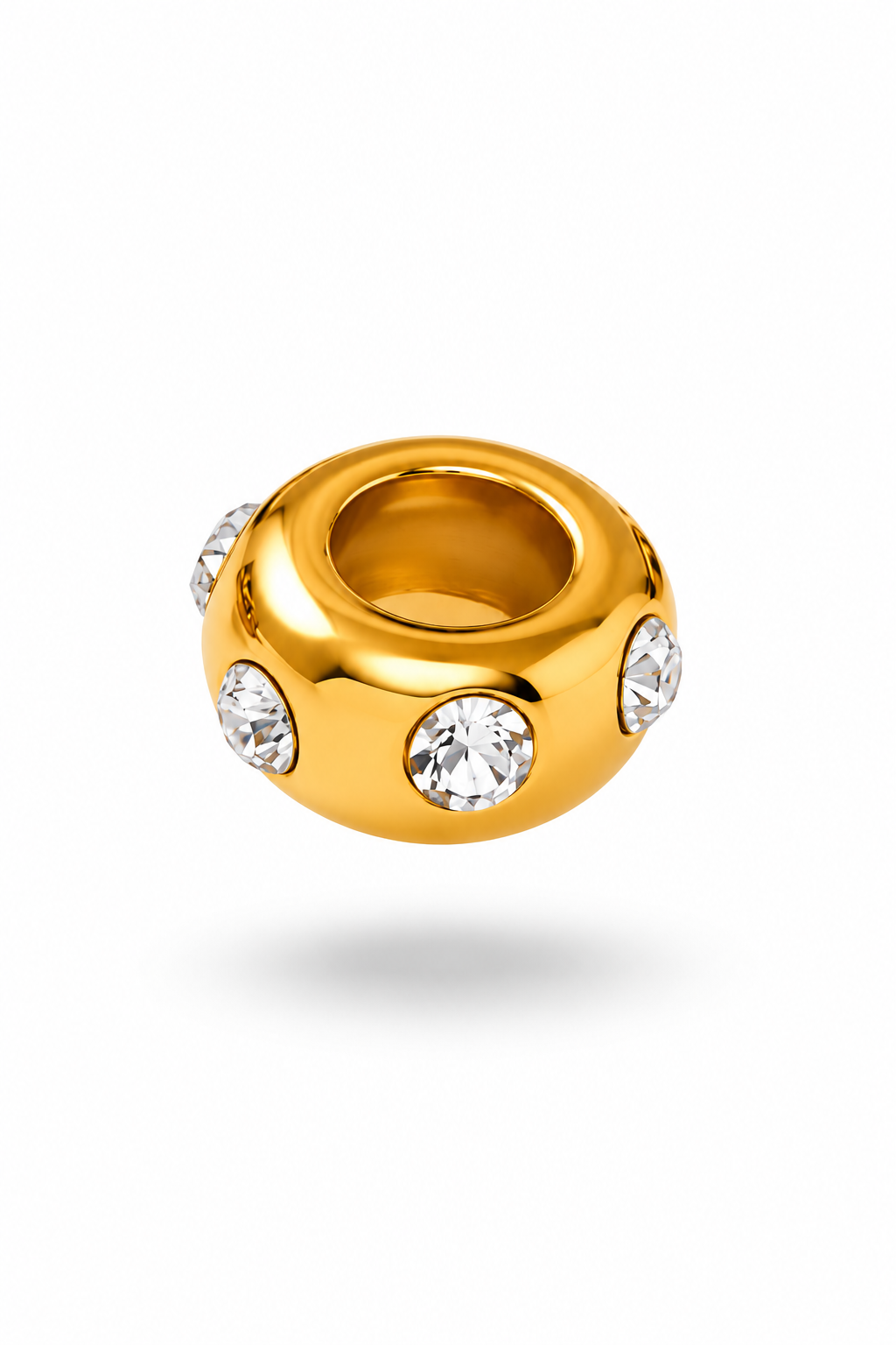 goldener runder divider mit zirkonia steinen besetzt